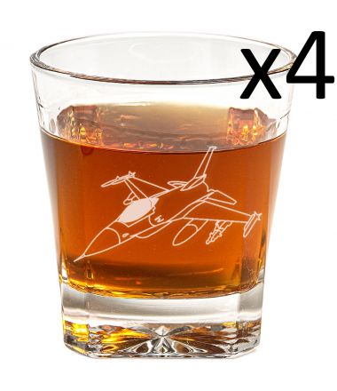 Four F16 Whiskey Glasses